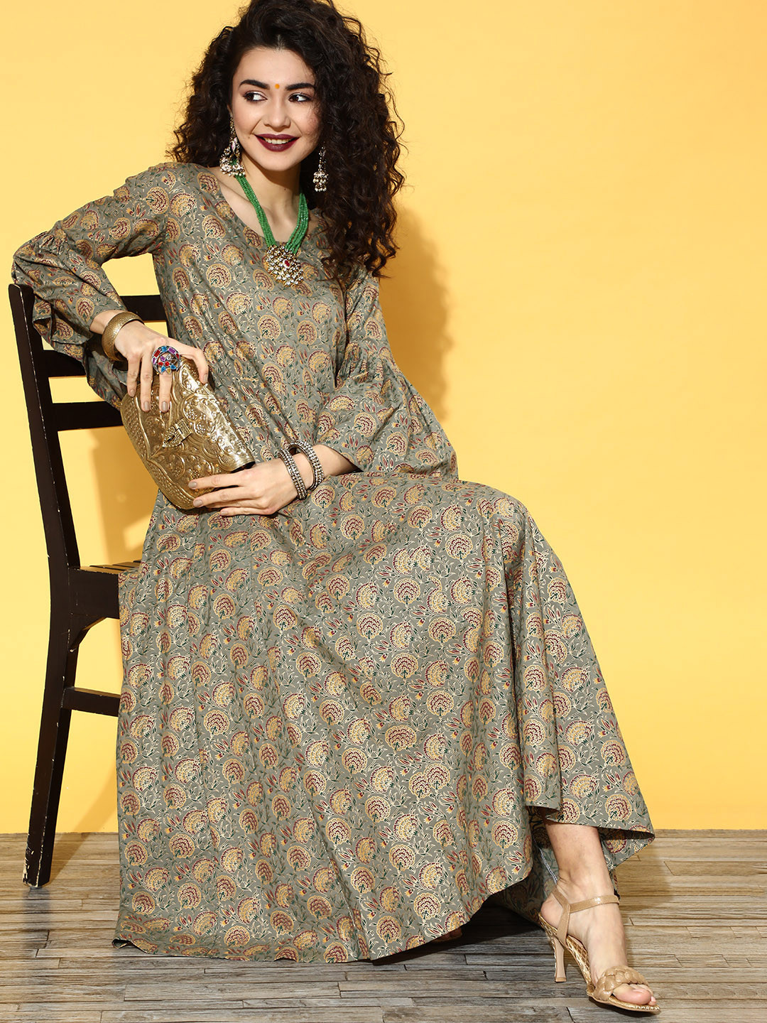 

InWeave Women Beautiful Grey Ethnic Motifs All in the Details Dress