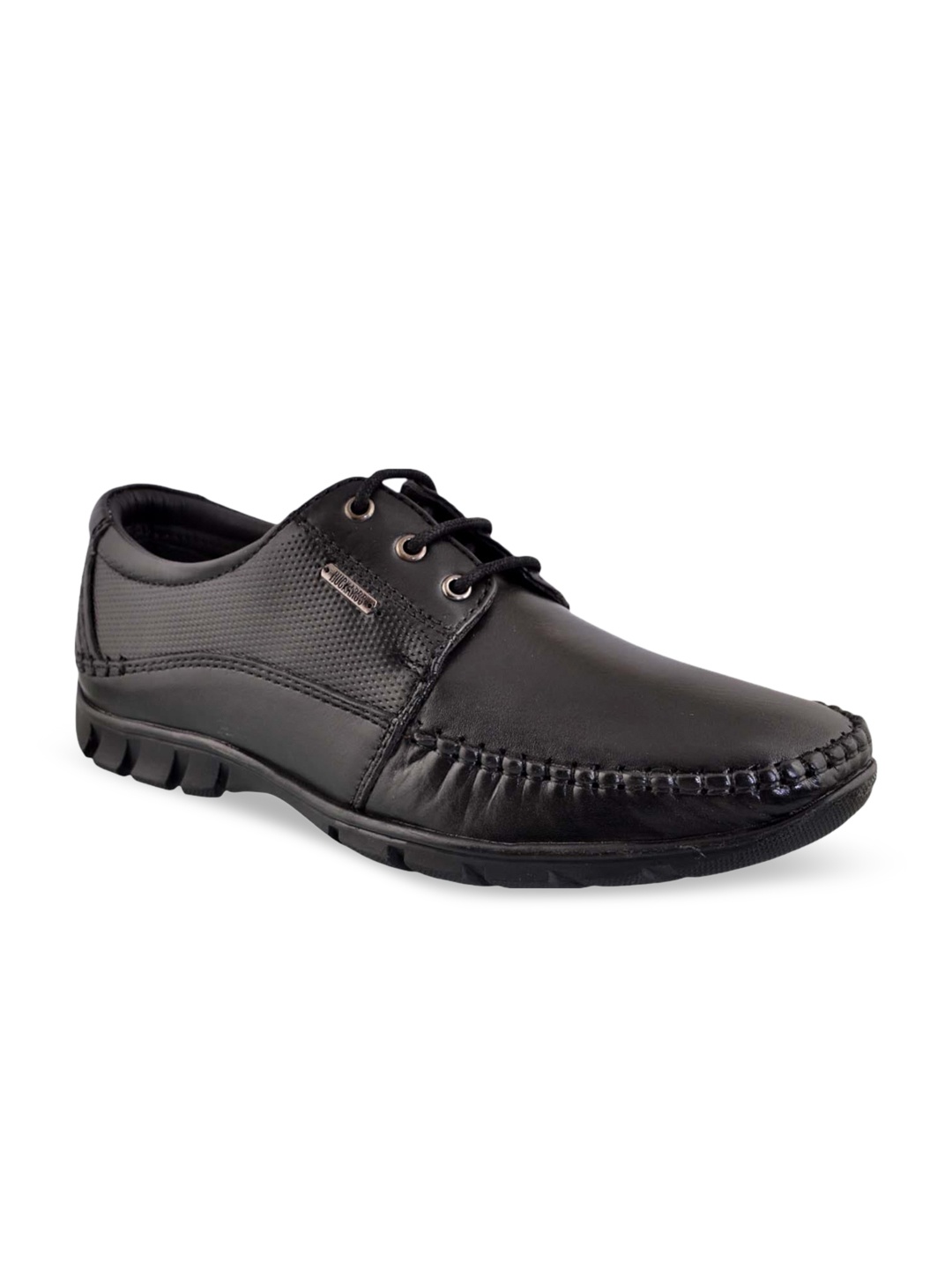 

Buckaroo Men Black Genuine Leather Derby Shoes