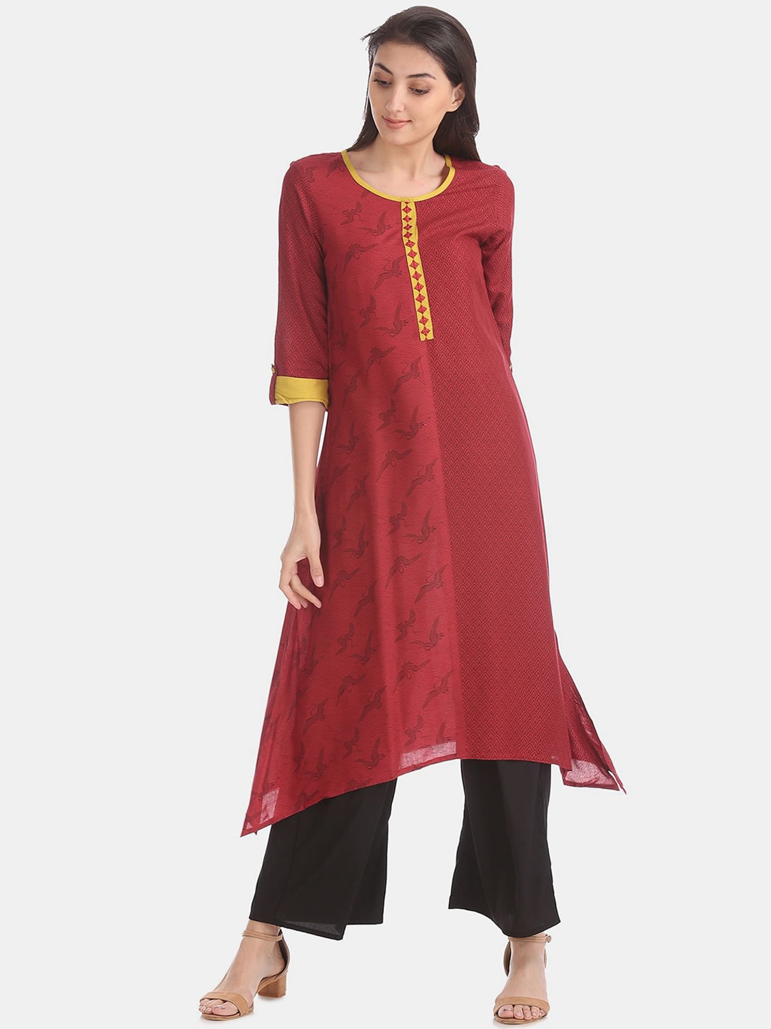 

Anahi Women Red Printed Thread Work A-line Kurta