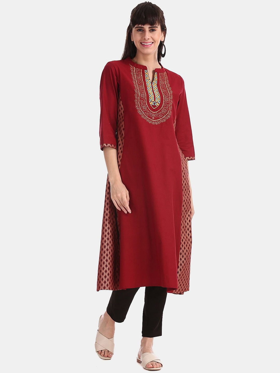 

Anahi Women Maroon Ethnic Motifs Princess Paneled Kurta