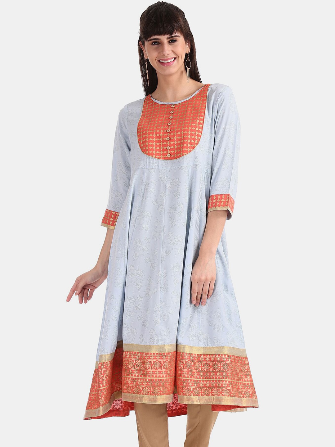 

Anahi Women Blue & Red Printed Anarkali Kurta