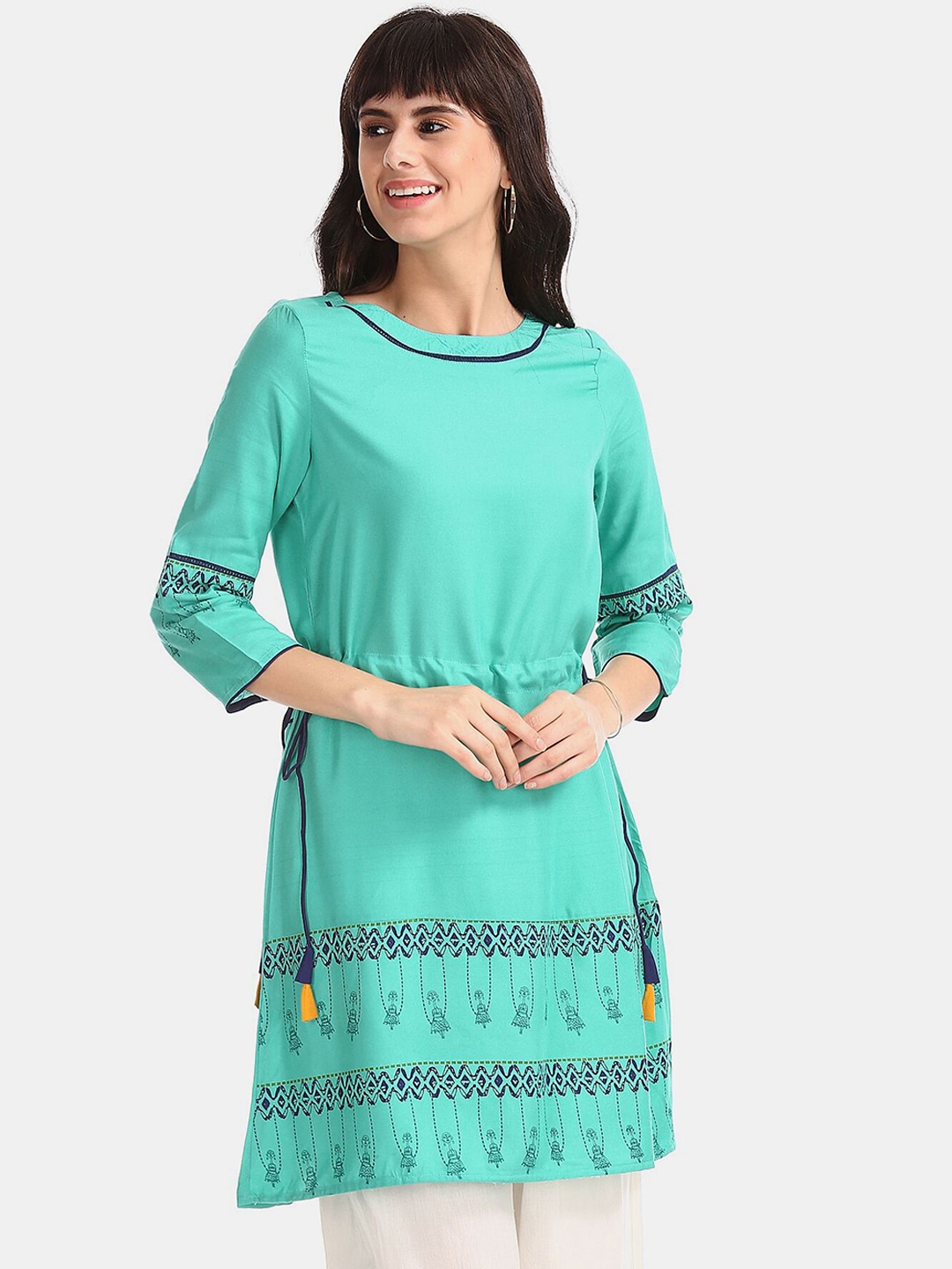 

Karigari Women Blue Printed Kurta