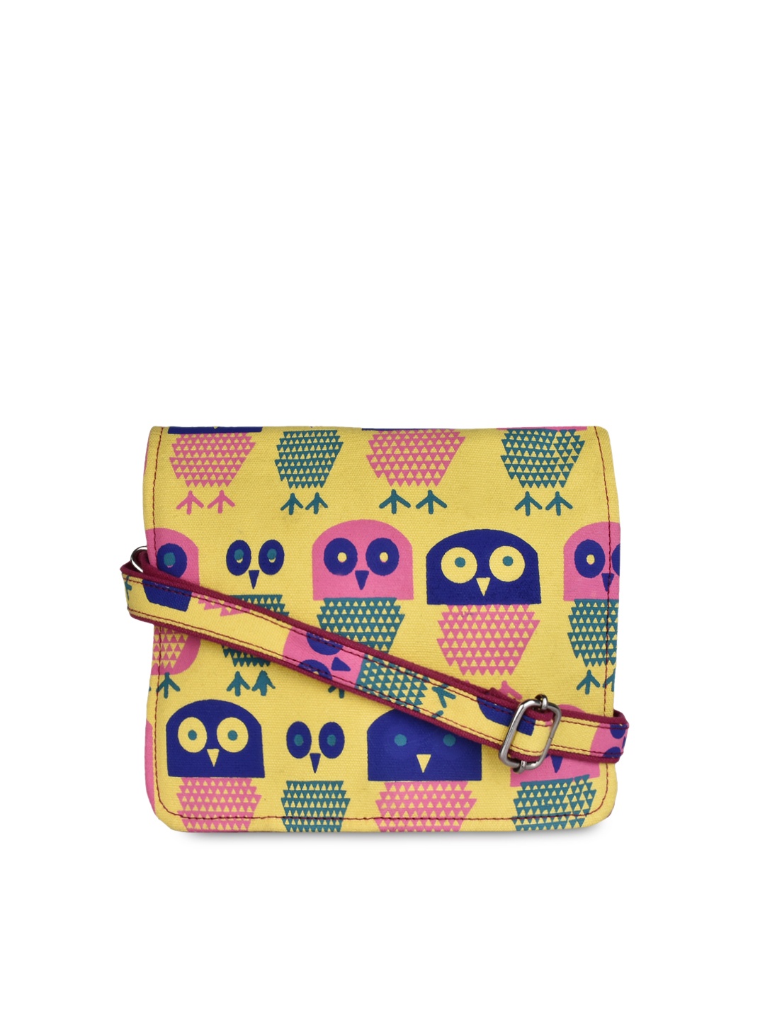 

Anekaant Yellow & Pink Strix Printed Sling Bag