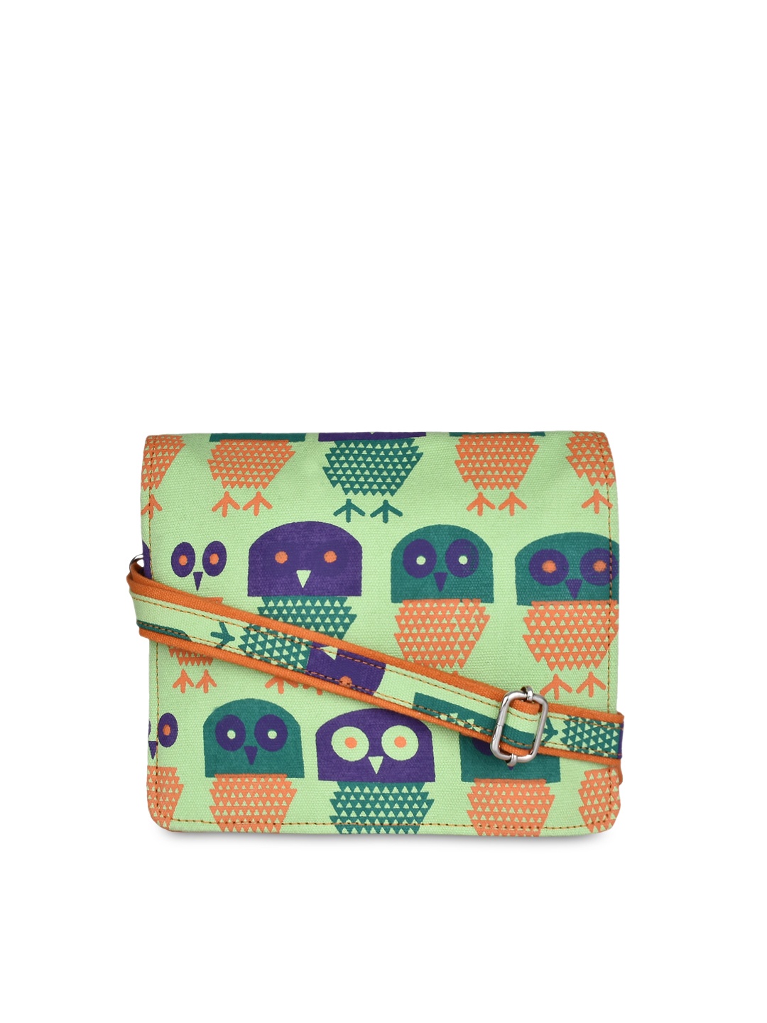 

Anekaant Green & Orange Strix Printed Sling Bag