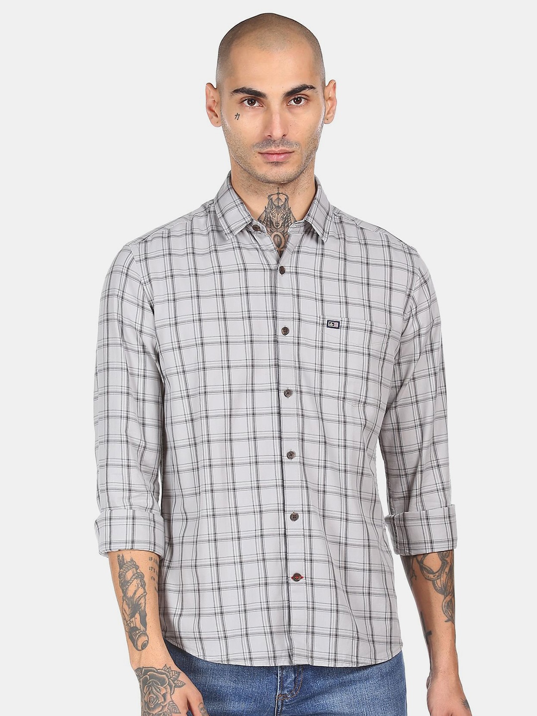 

Arrow Sport Men Black & White Checked Pure Cotton Casual Shirt