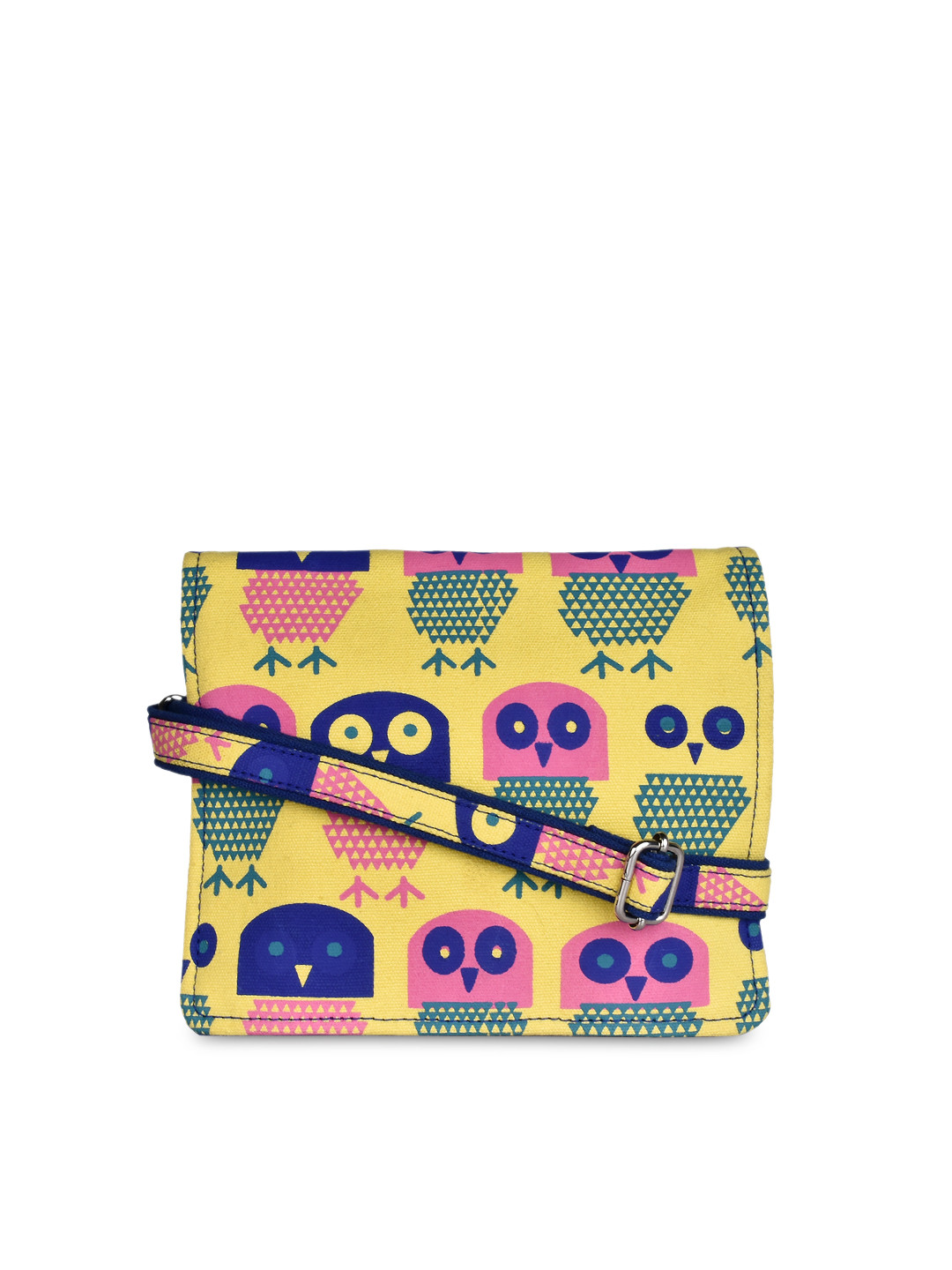 

Anekaant Yellow Strix Printed Sling Bag