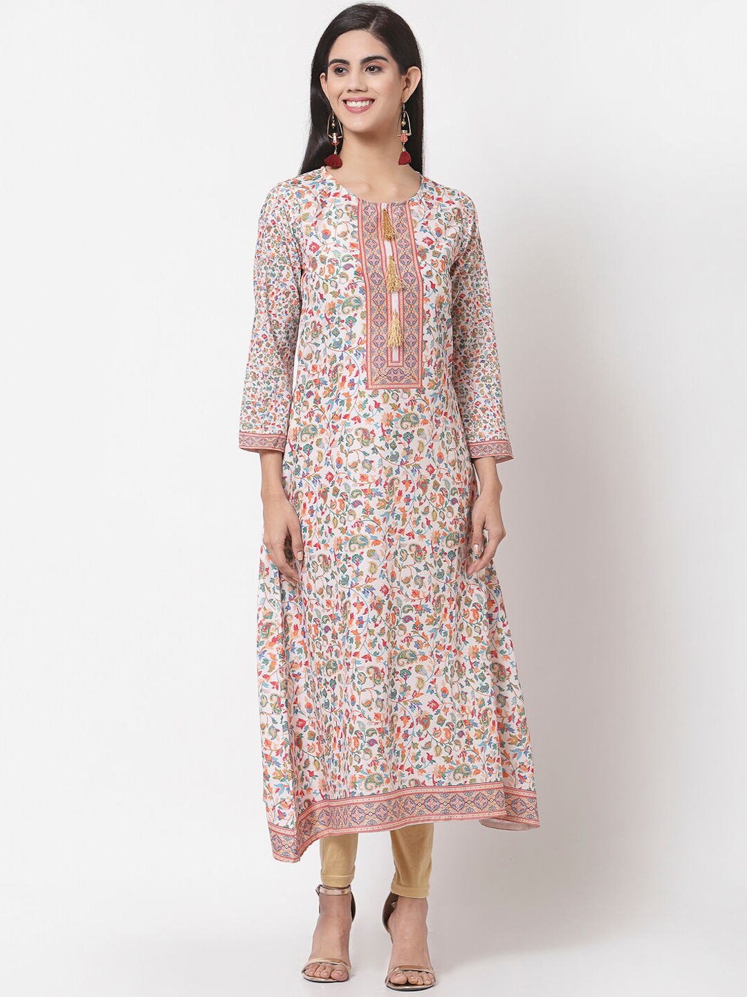 

Myshka Women Multi Color Floral Printed Cotton Kurta