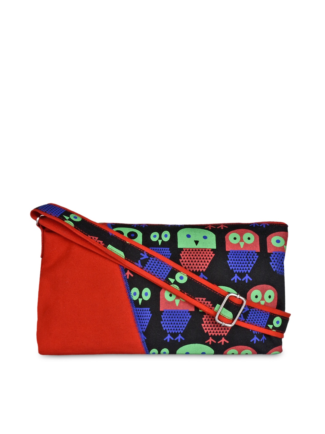

Anekaant Red & Black Strix Printed Sling Bag