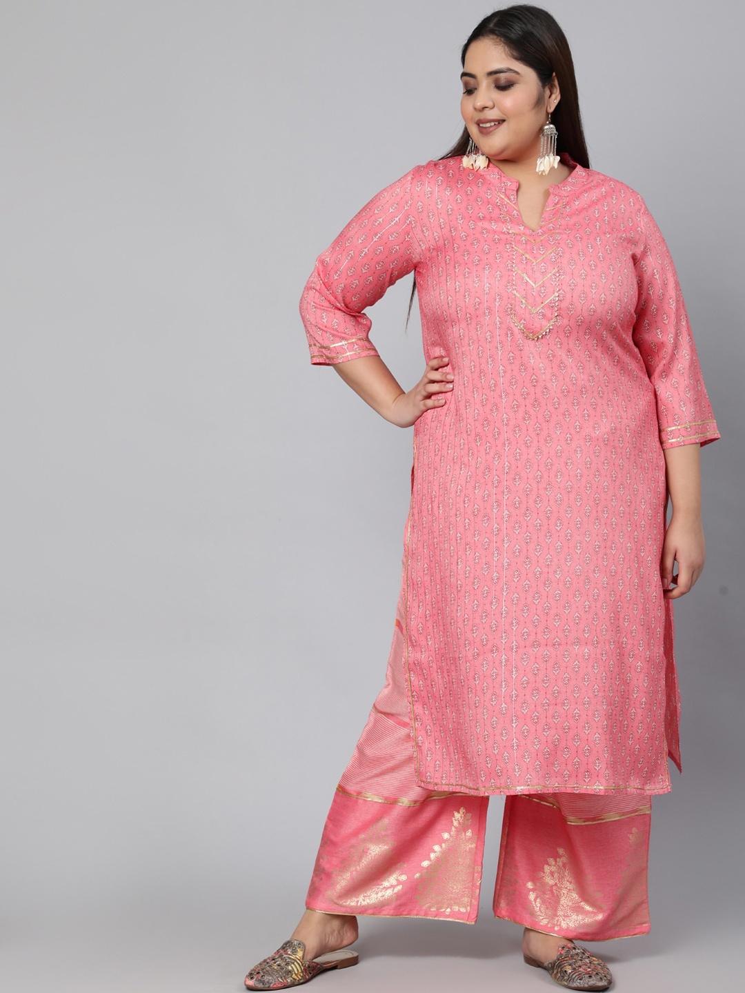 

Jaipur Kurti Women Pink Ethnic Motifs Printed Kurta with Palazzos
