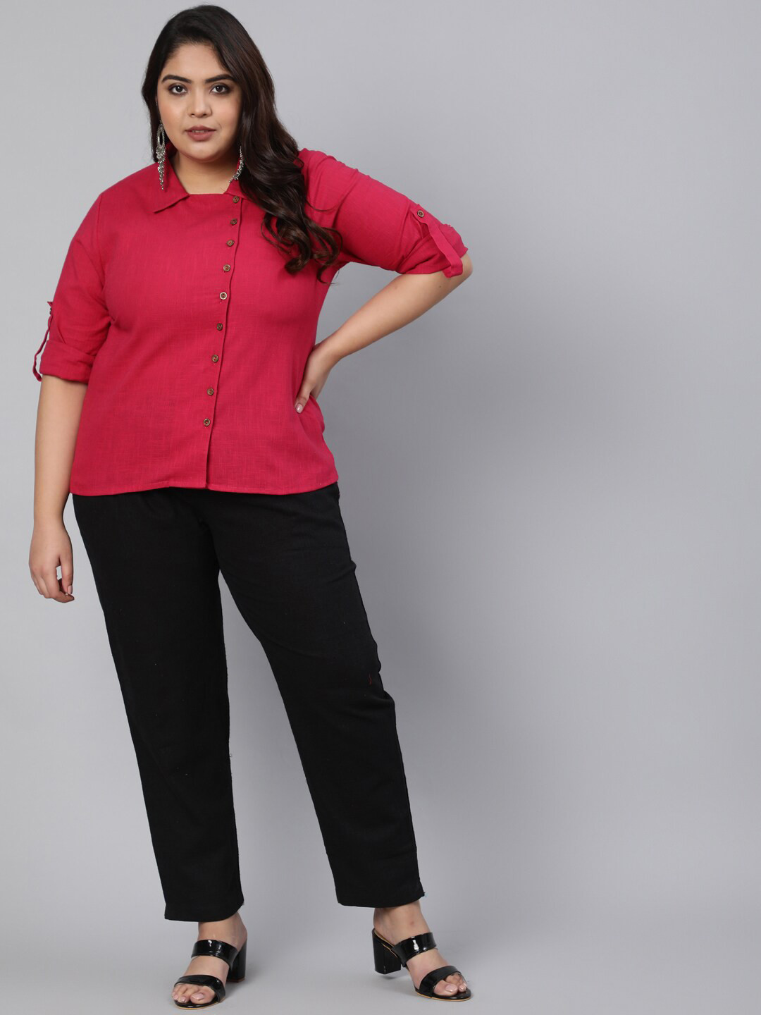 

Jaipur Kurti Women Plus Size Pink Casual Shirt