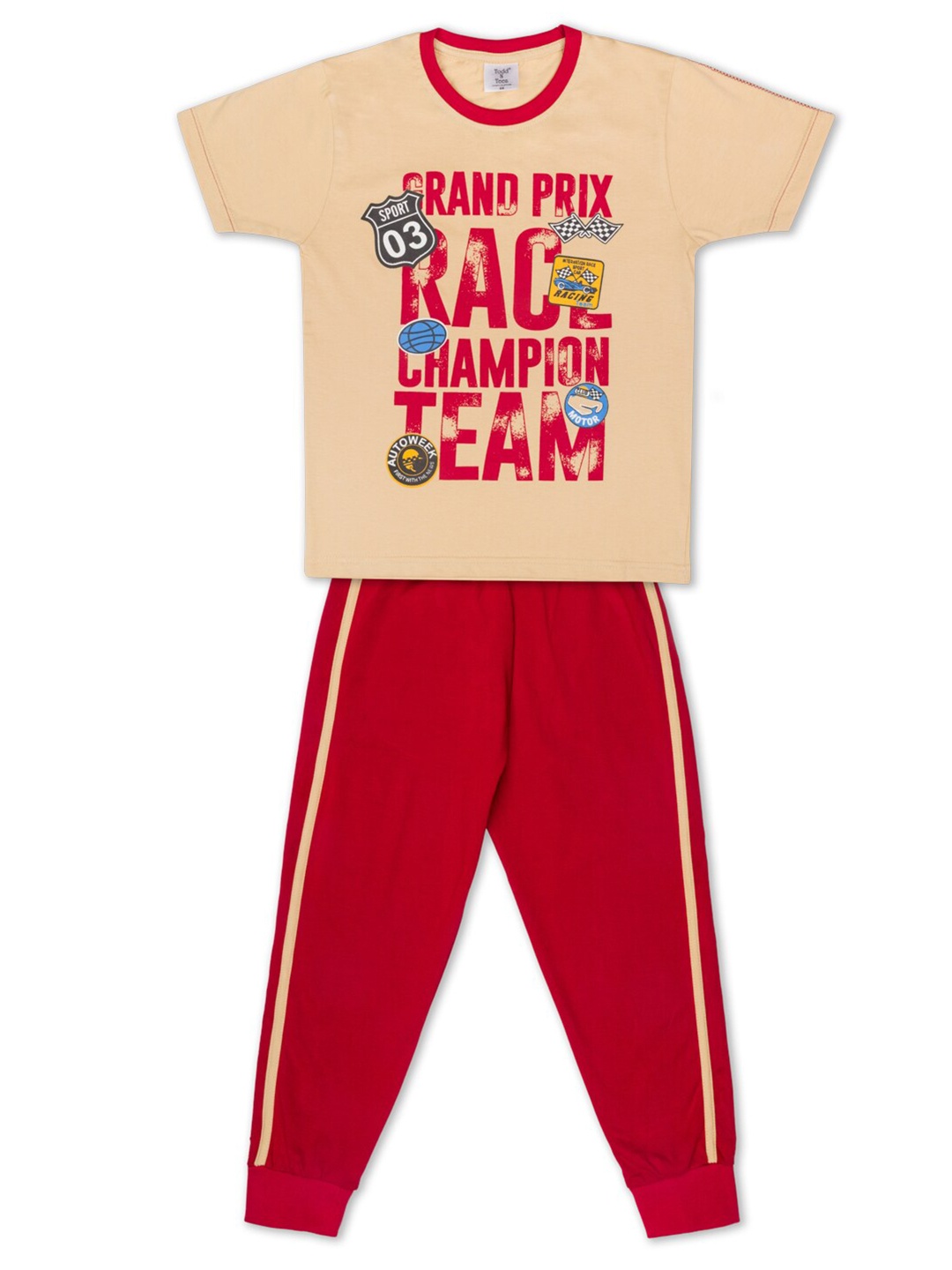 

Todd N Teen Boys Peach & Red Printed Short Sleeve Co-Ords Set