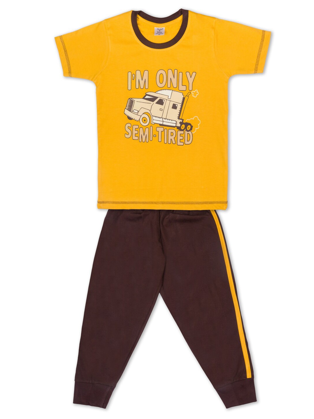 

Todd N Teen Boys Yellow & Brown Printed Co-Ord Set