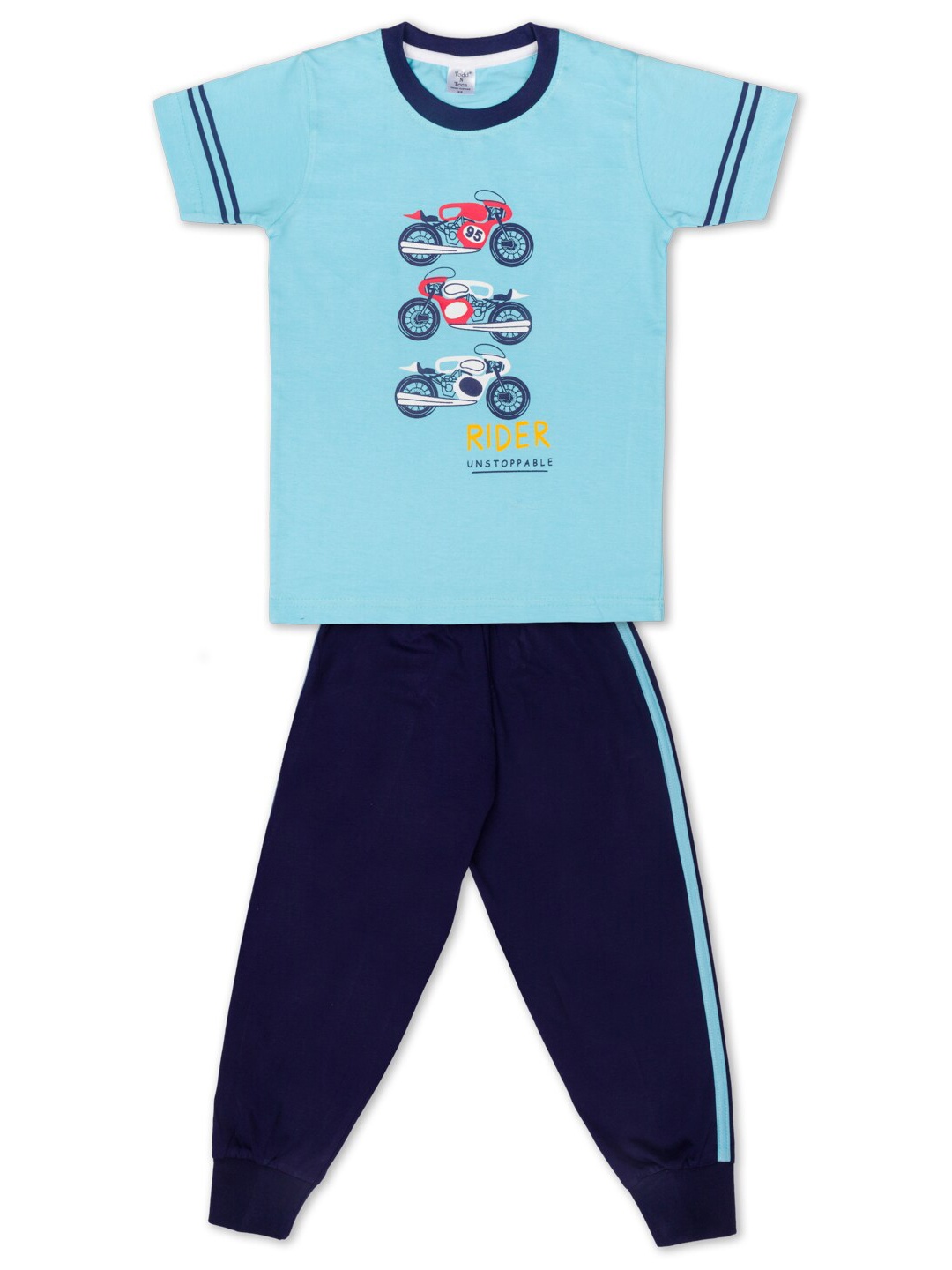 

Todd N Teen Boys Blue & Navy Blue Printed Cotton Co-Ord Set
