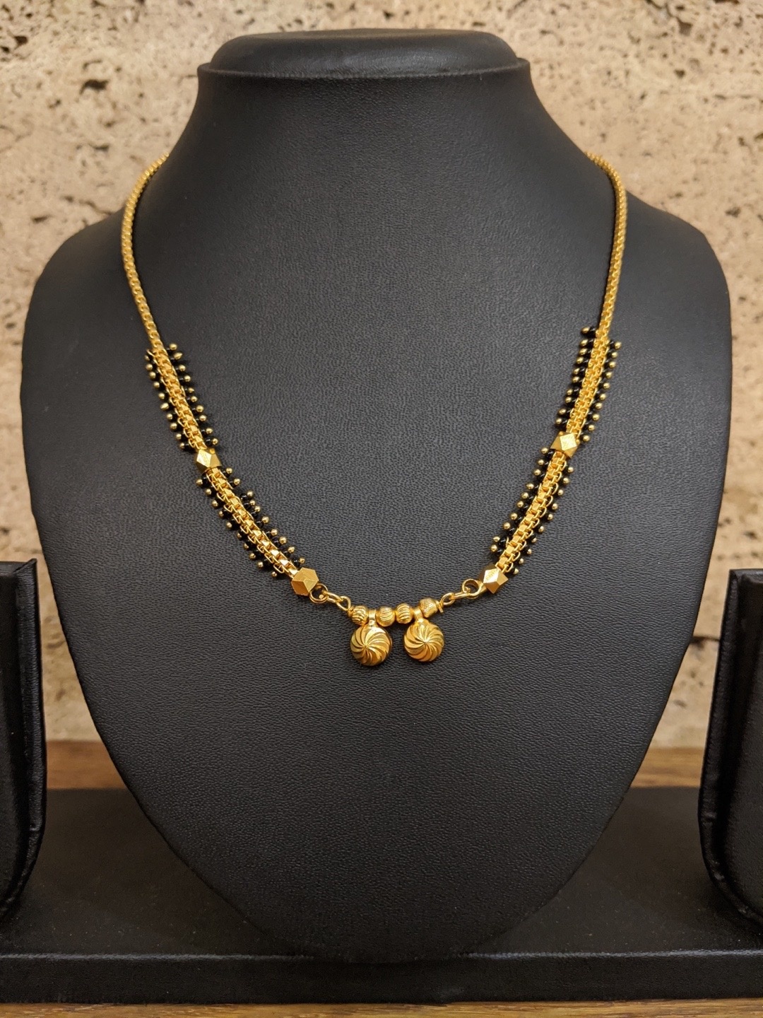 

Digital Dress Room Gold-Plated & Black Beaded Mangalsutra