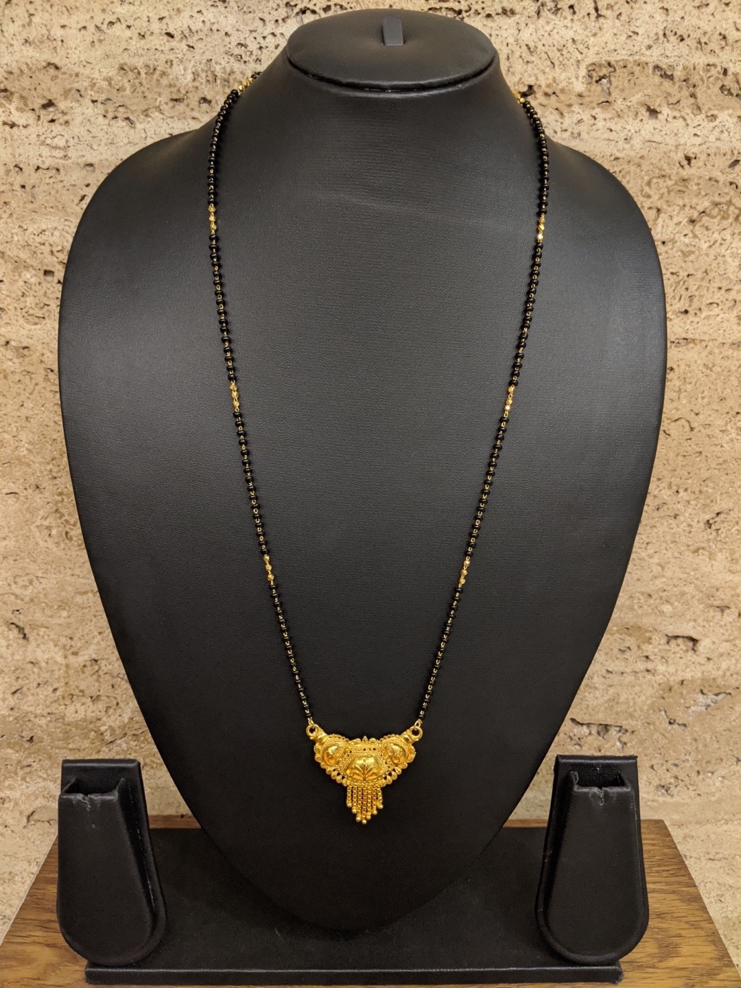 

Digital Dress Room Gold-Plated & Black Beaded Mangalsutra