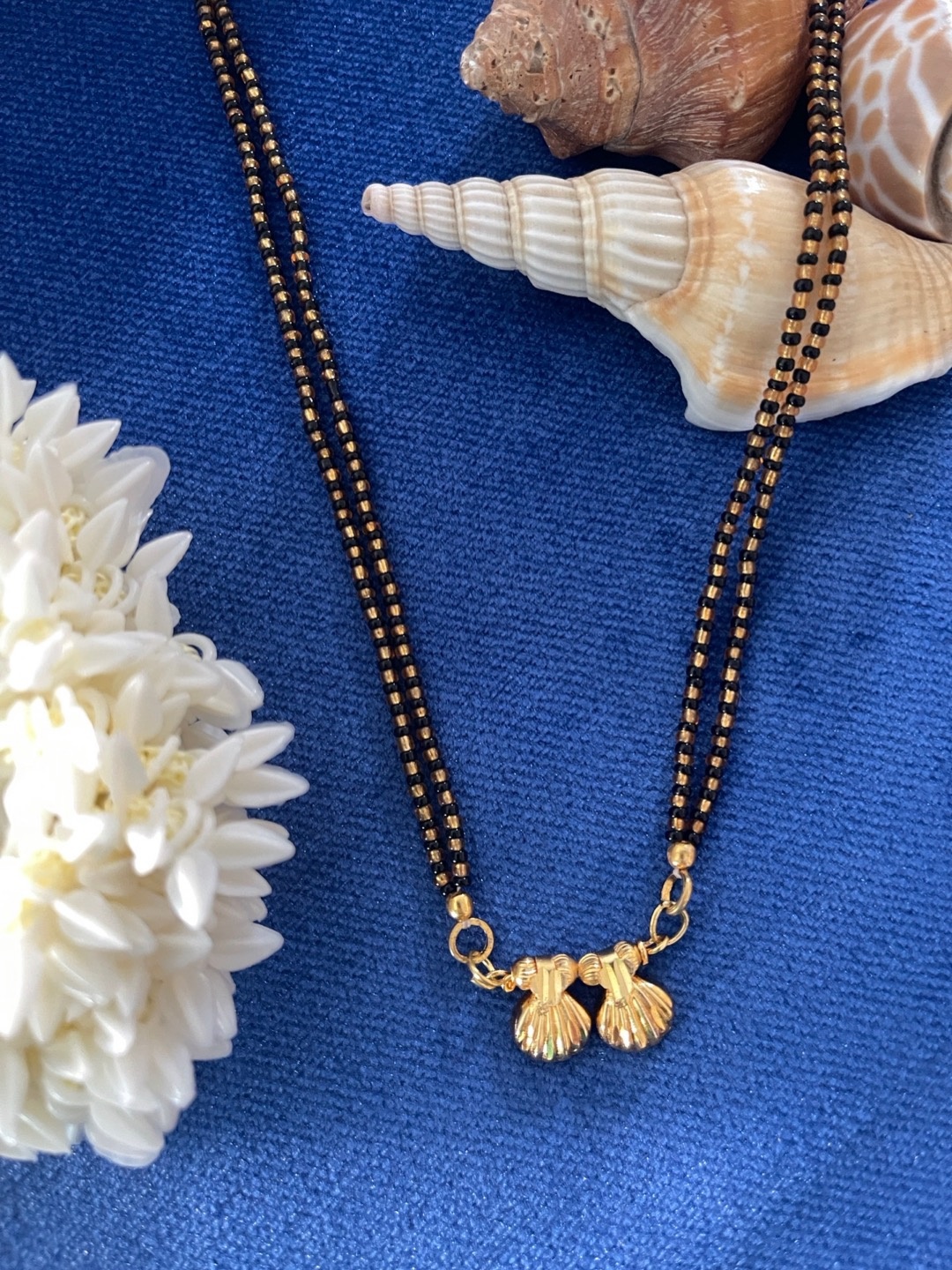 

Digital Dress Room Gold-Plated & Black Beaded Vati Pendant Mangalsutra