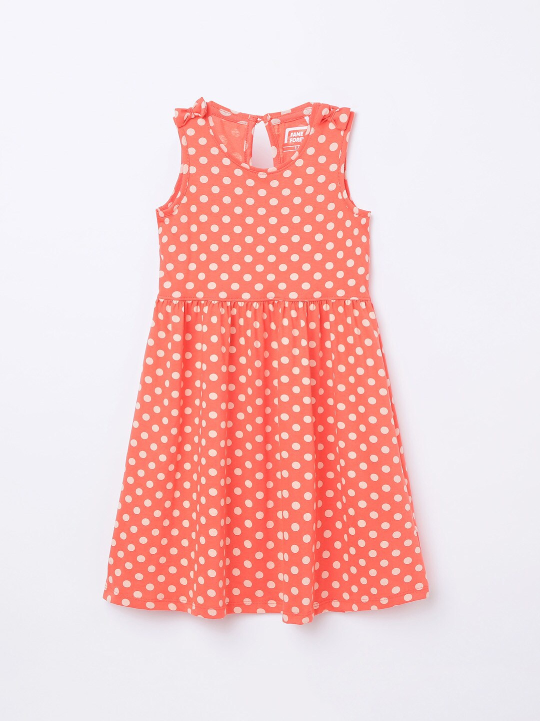 

Fame Forever by Lifestyle Girls Coral Printed Polka Dots Cotton Dress