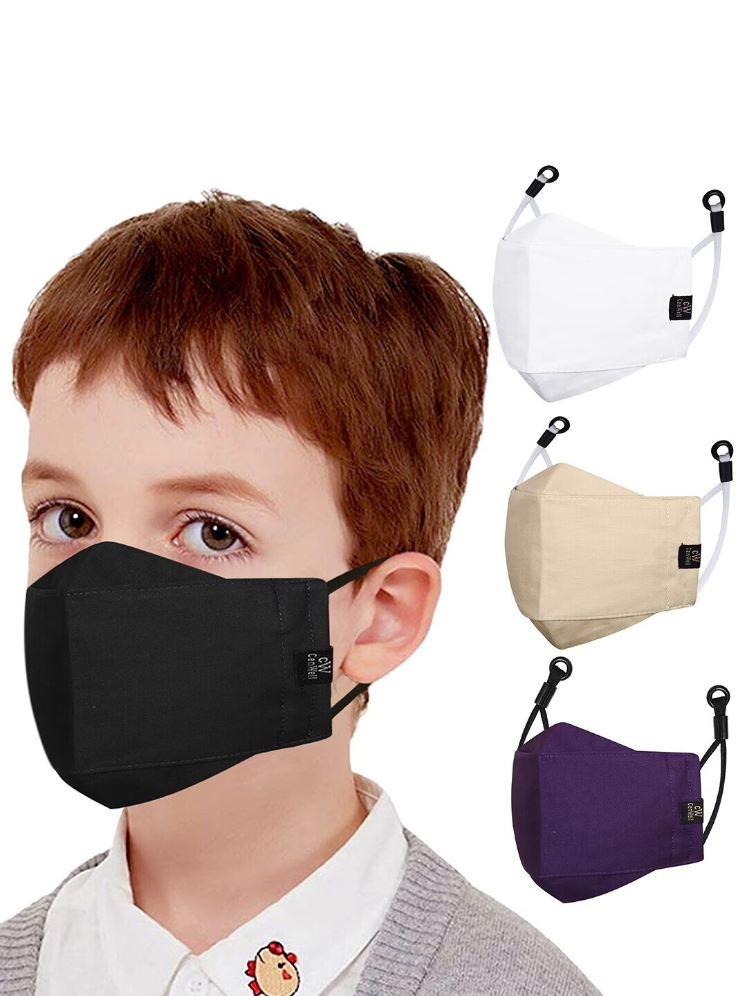 

CENWELL Kids Pack Of 4 Solid Cotton Reusable Washable Breathable Cloth Mask, White