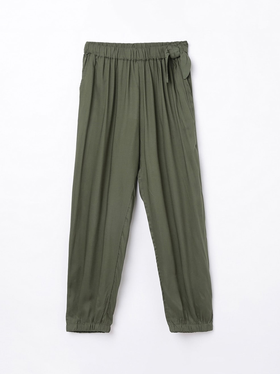 

Fame Forever by Lifestyle Girls Olive Green Viscose Rayon Trousers