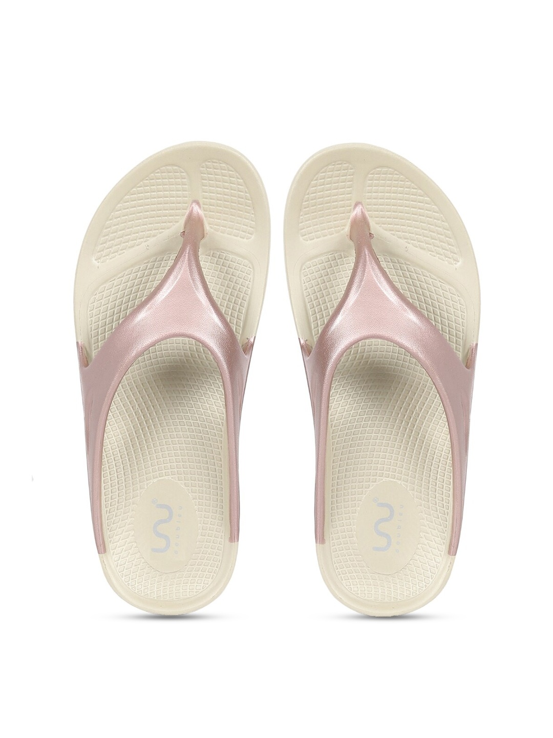 

Doubleu Women Beige & Rose Gold Rubber Thong Flip-Flops