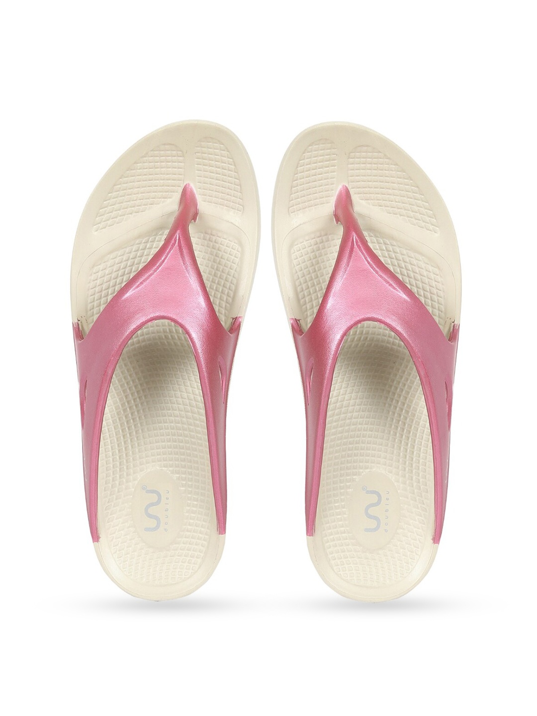 

Doubleu Women Beige & Pink Rubber Thong Flip-Flops