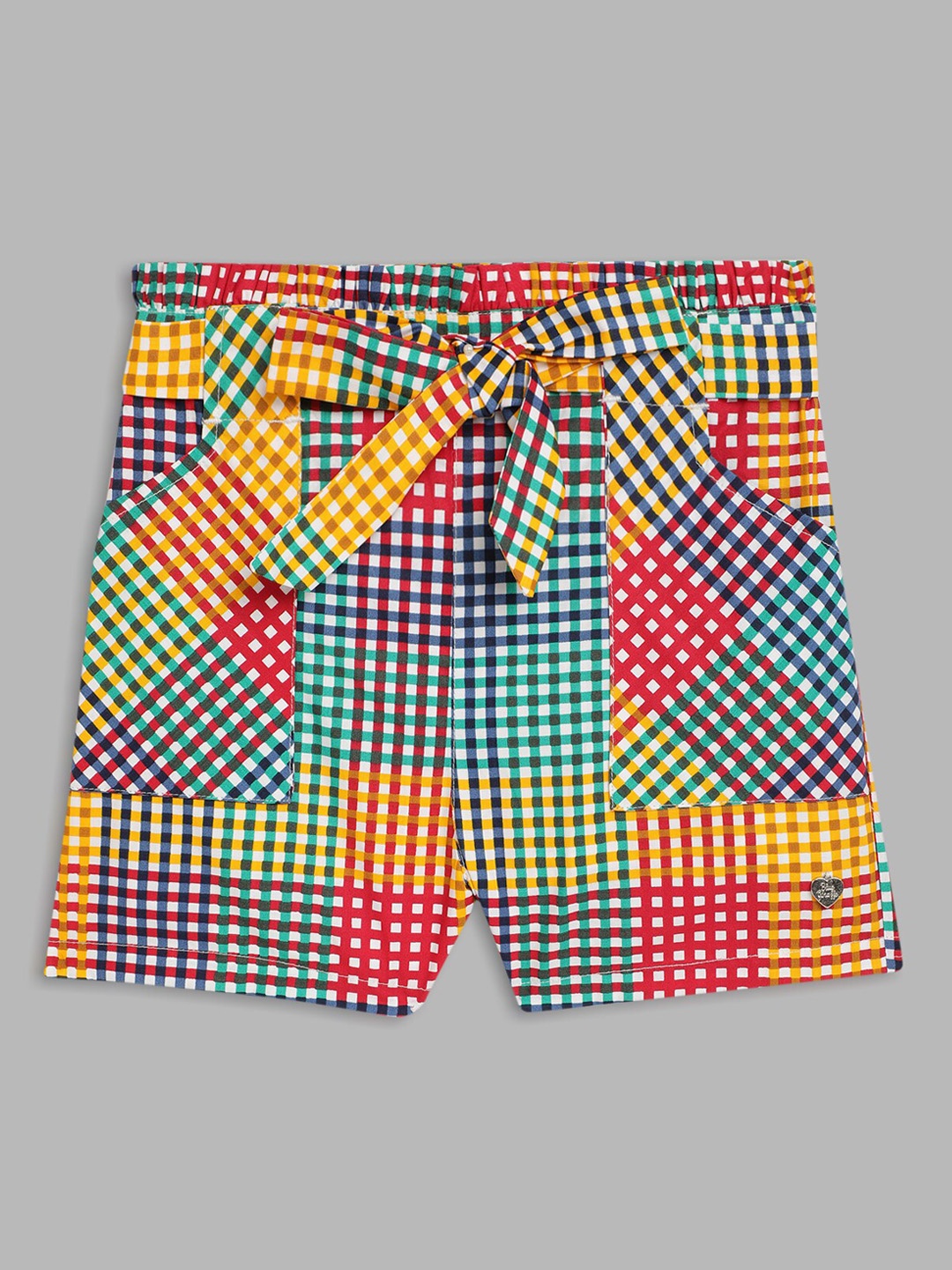 

Blue Giraffe Girls Multicoloured Checked Shorts, Multi