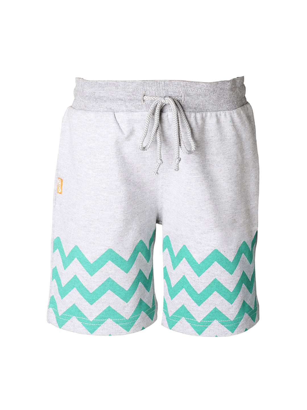 

You Got Plan B Boys Grey Melange & Green Regular Fit Printed Cotton Shorts