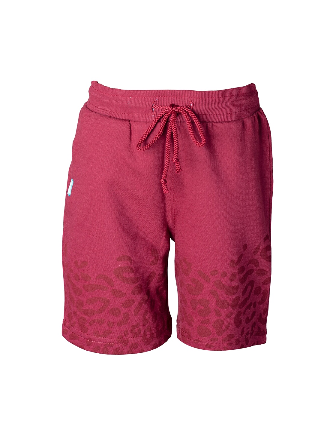 

You Got Plan B Boys Maroon Regular Fit Animal Printed Cotton Shorts