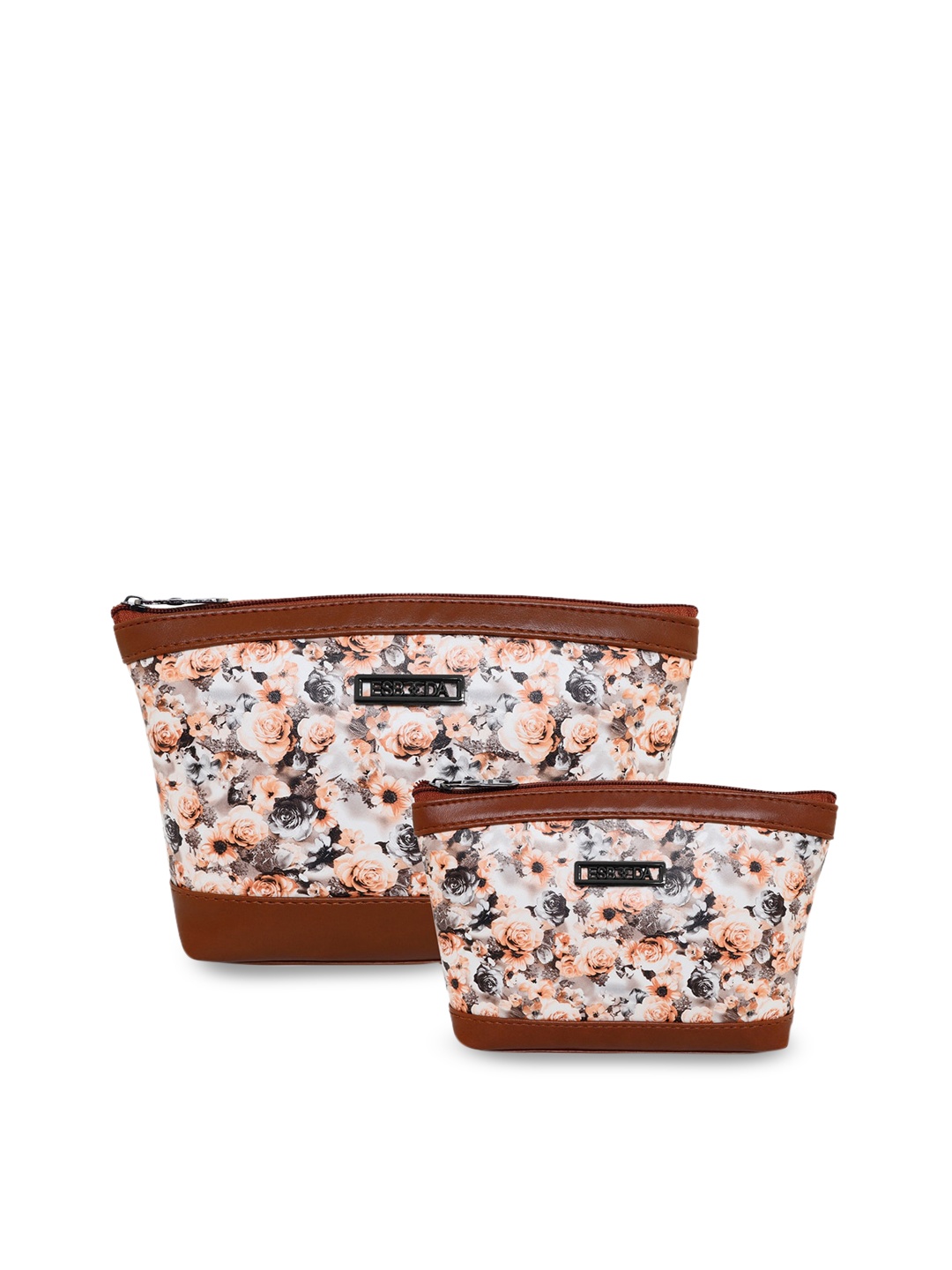 

ESBEDA Women Pack Of 2 Printed Travel Pouch, Tan