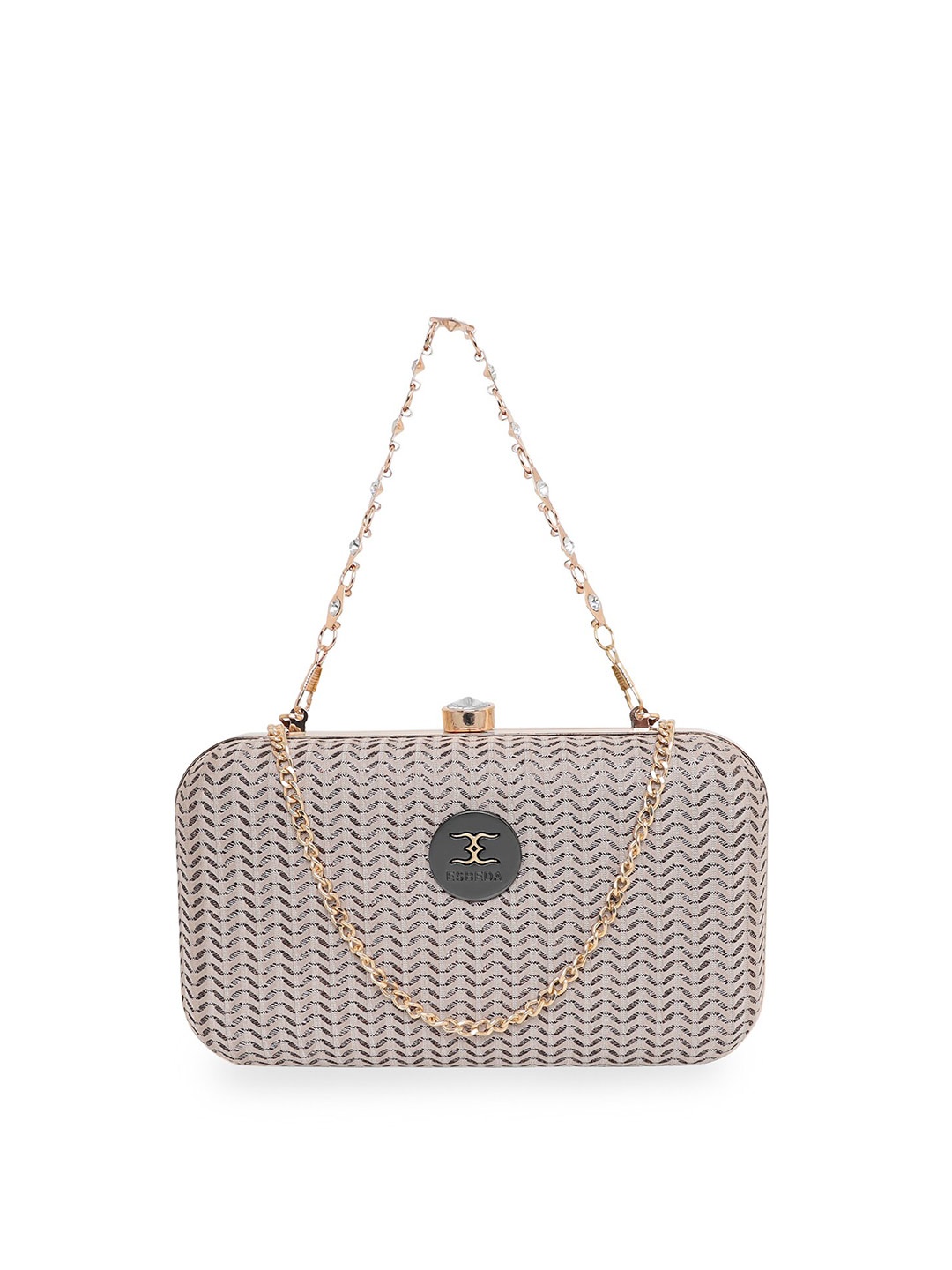

ESBEDA Brown & Gold-Toned Printed Box Clutch