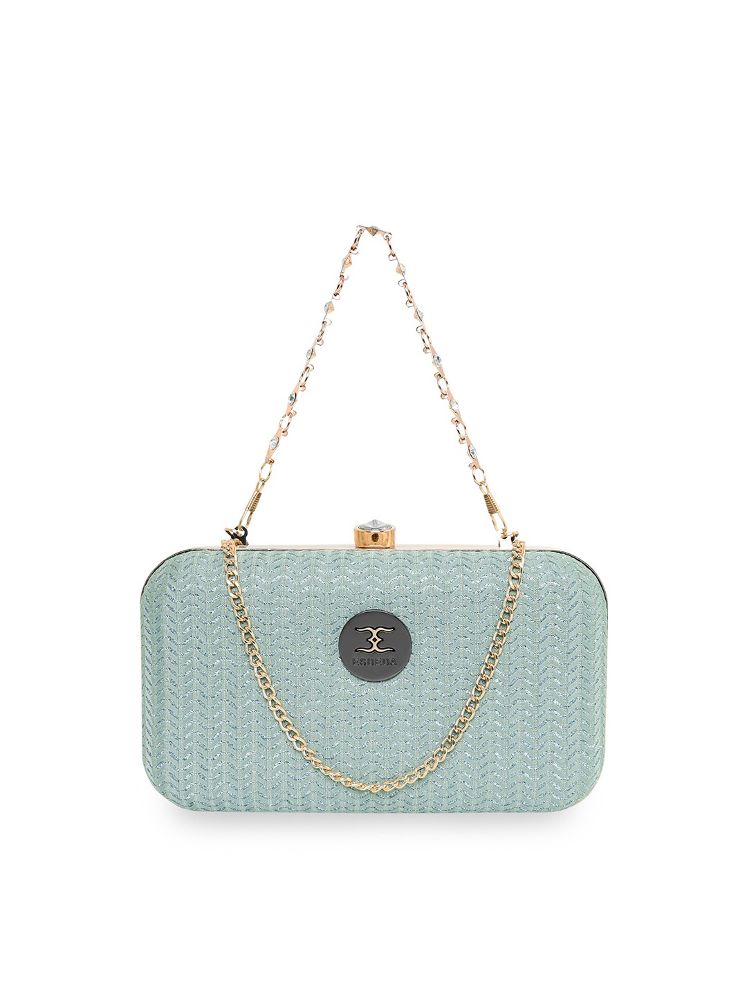 

ESBEDA Green & Gold-Toned Textured Box Clutch