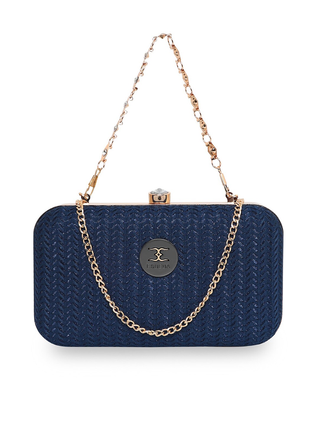 

ESBEDA Blue & Gold-Toned Textured Box Clutch