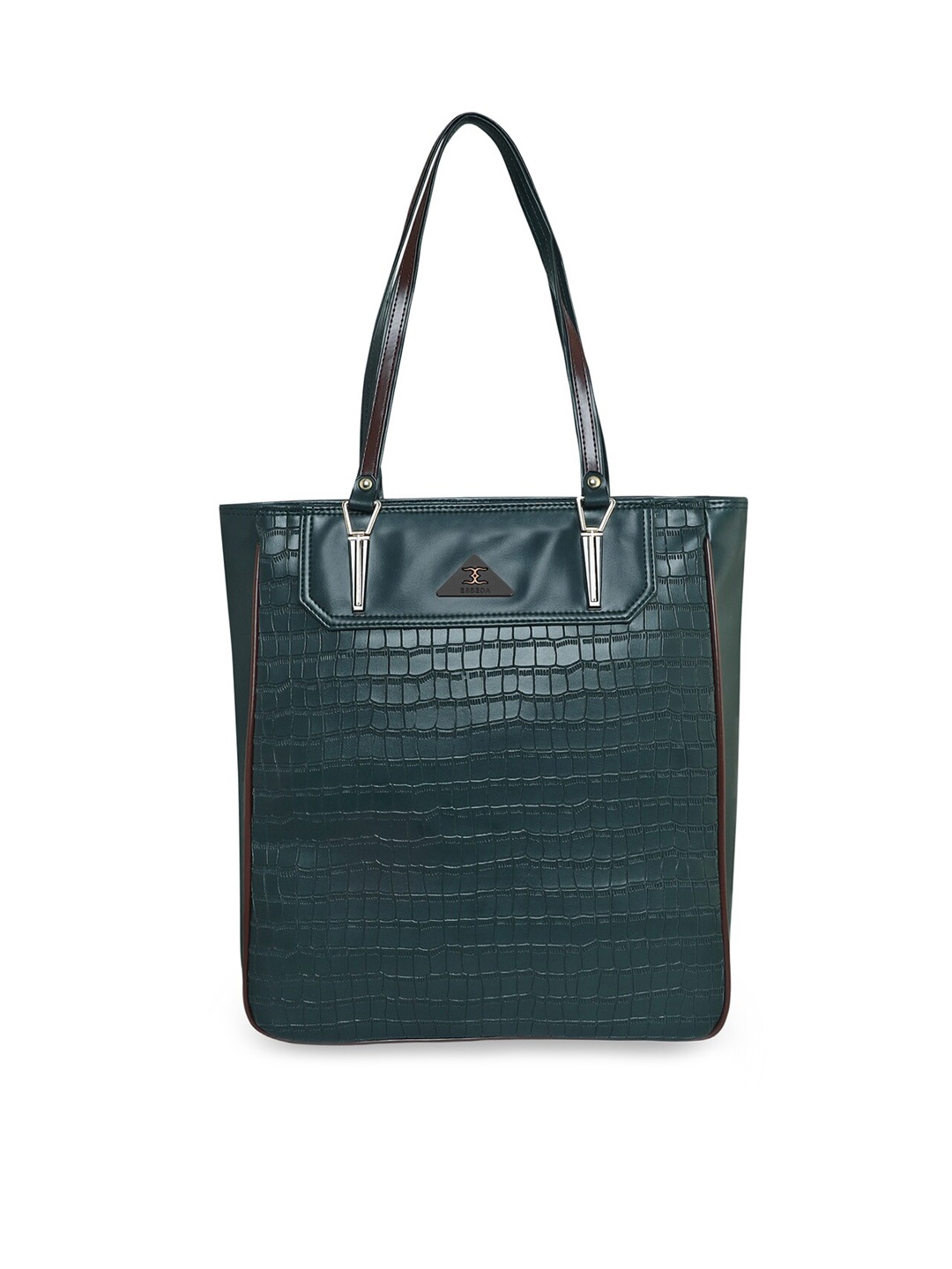 

ESBEDA Green Croc Textured Shopper Handheld Bag