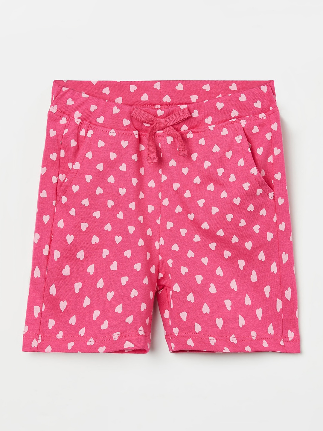 Juniors by Lifestyle Girls Pink & White Heart Printed Shorts