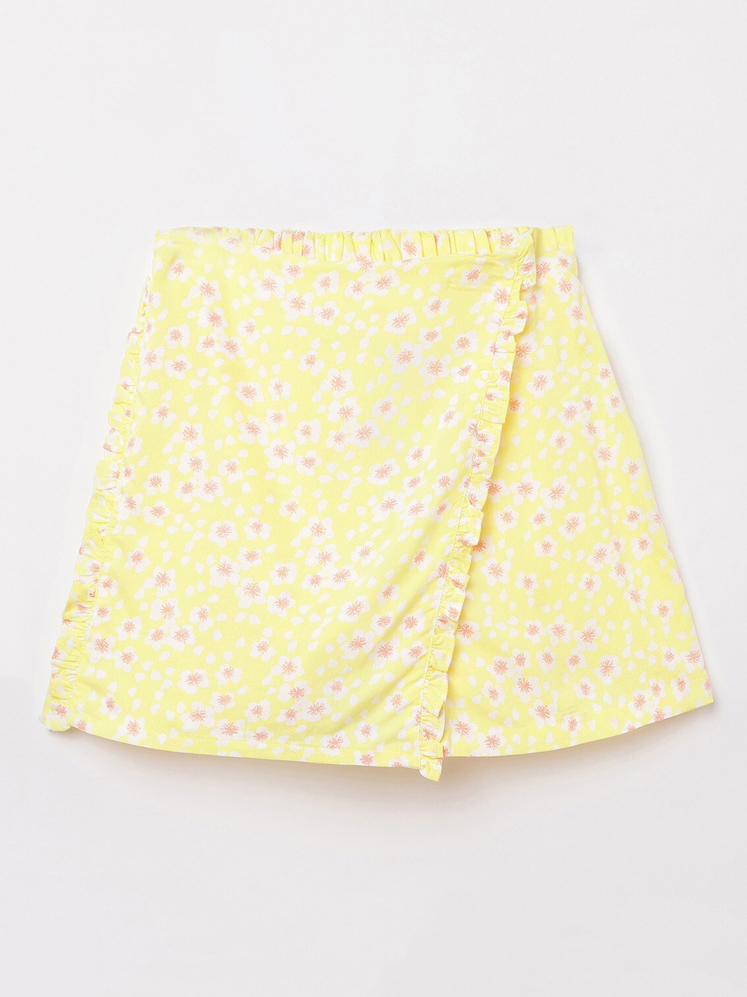 

Bossini Girls Yellow & White Printed Flared Above Knee-Length Skirt