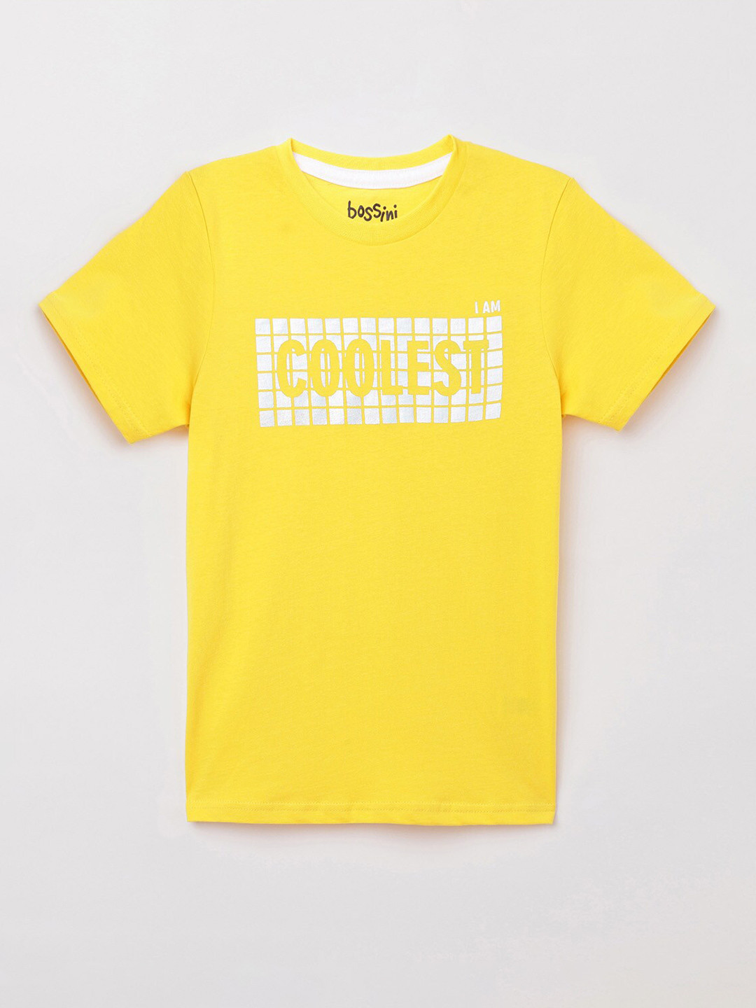 

Bossini Boys Yellow Typography Printed Cotton T-shirt