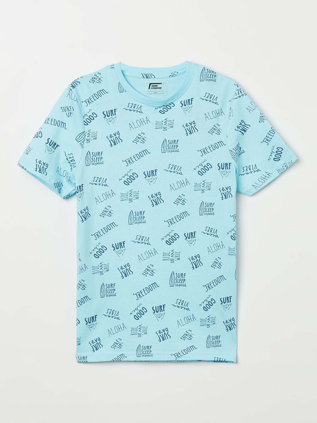 

Fame Forever by Lifestyle Boys Blue Typography Printed Pure Cotton T-shirt