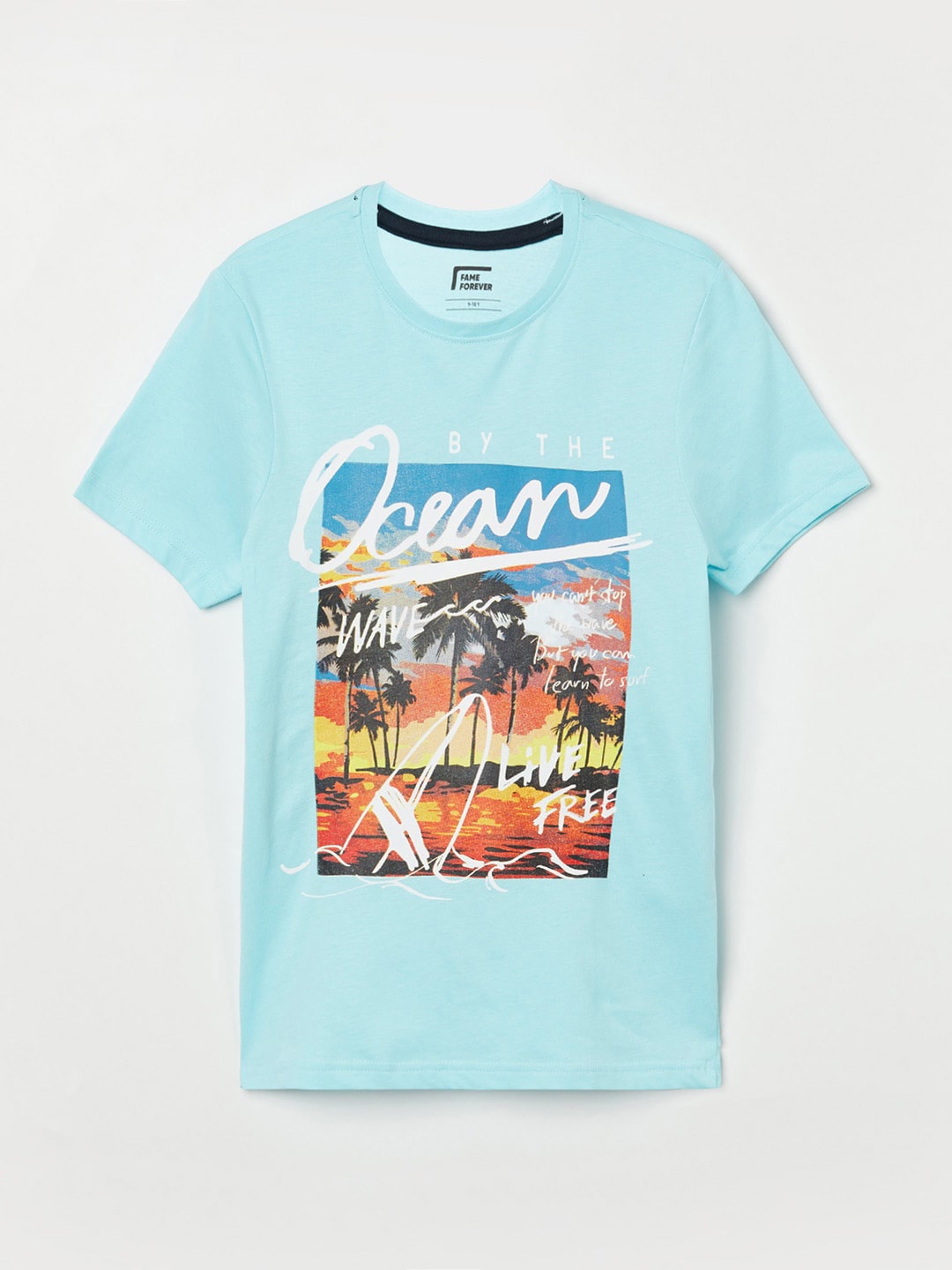 

Fame Forever by Lifestyle Boys Blue Graphic Printed Pure Cotton T-shirt
