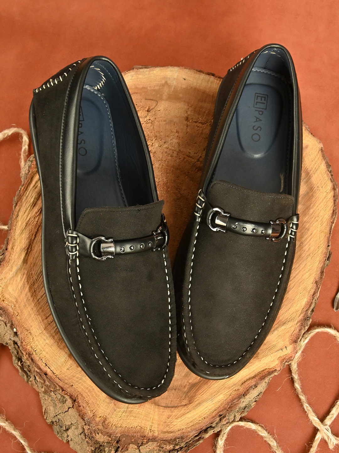 

El Paso Men Black Textured Lightweight Loafers