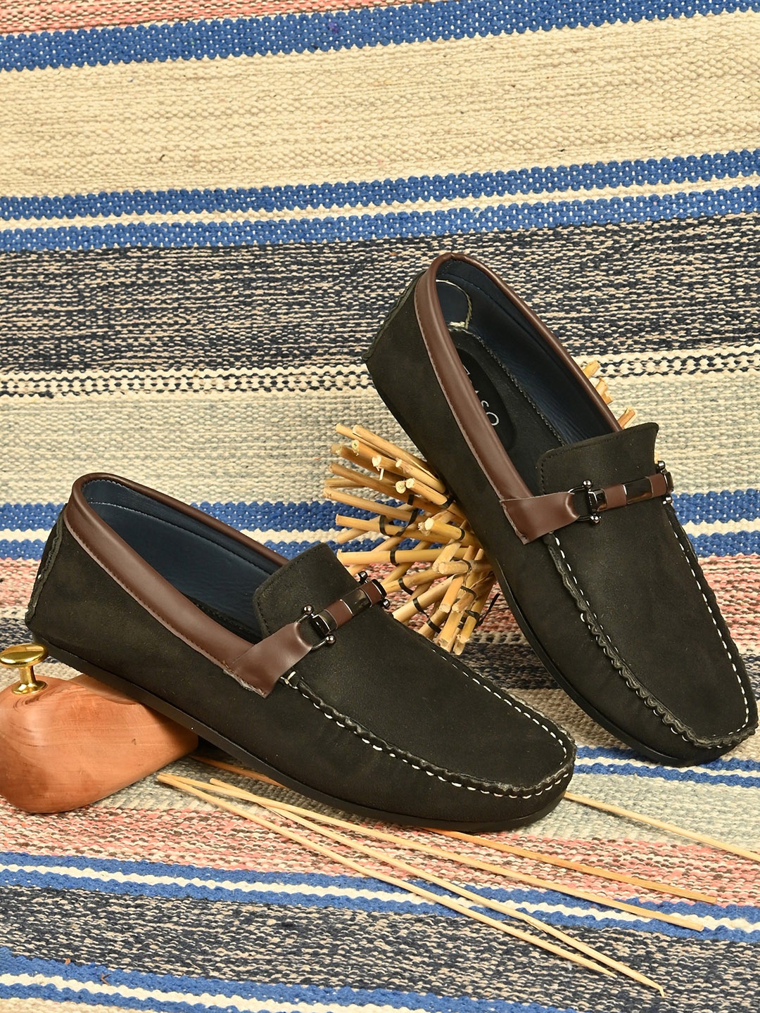 

El Paso Men Black Faux Leather Casual Slip On Loafers
