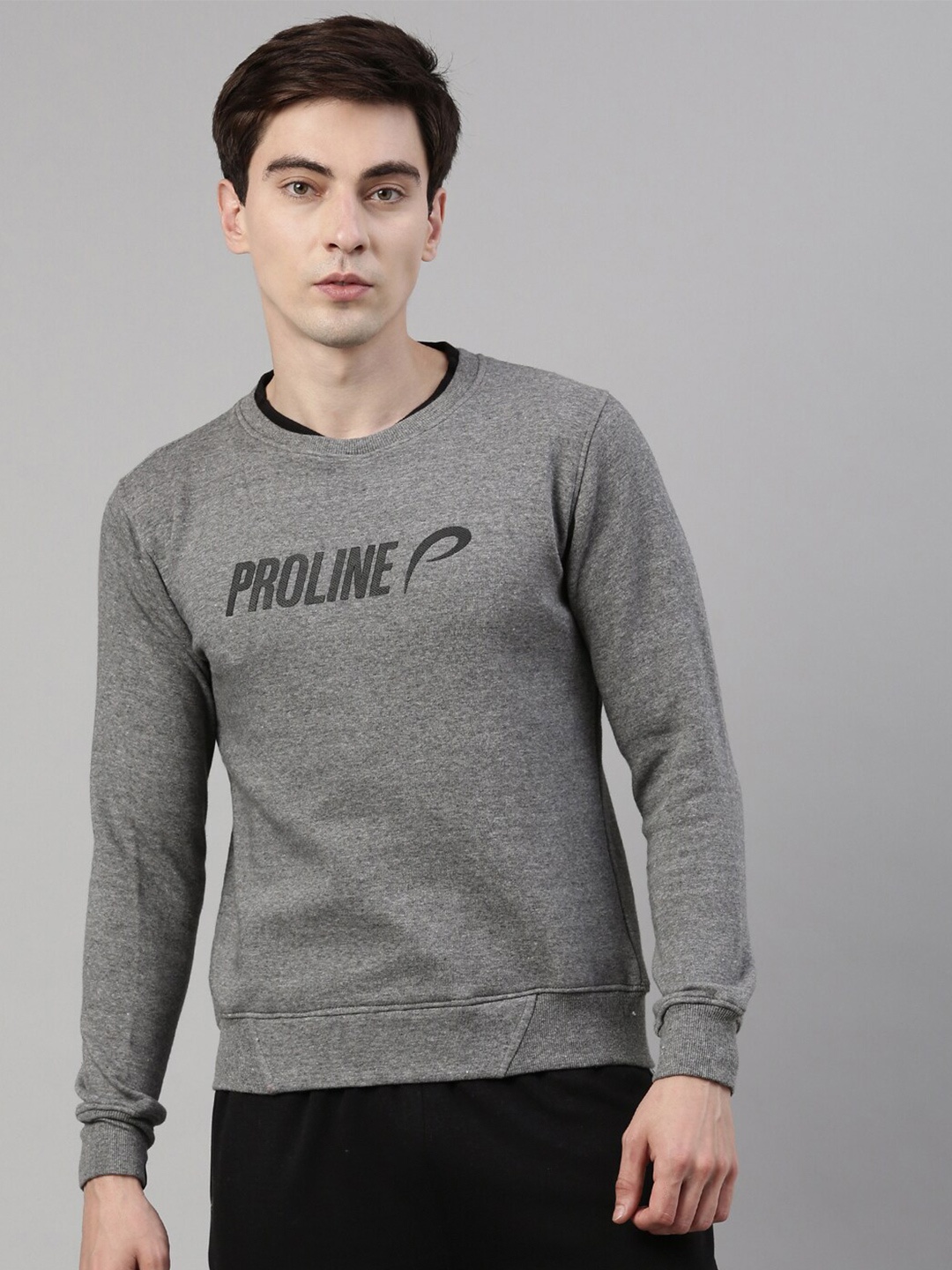 

Proline Men Grey Brand Logo Printed Sweatshirt