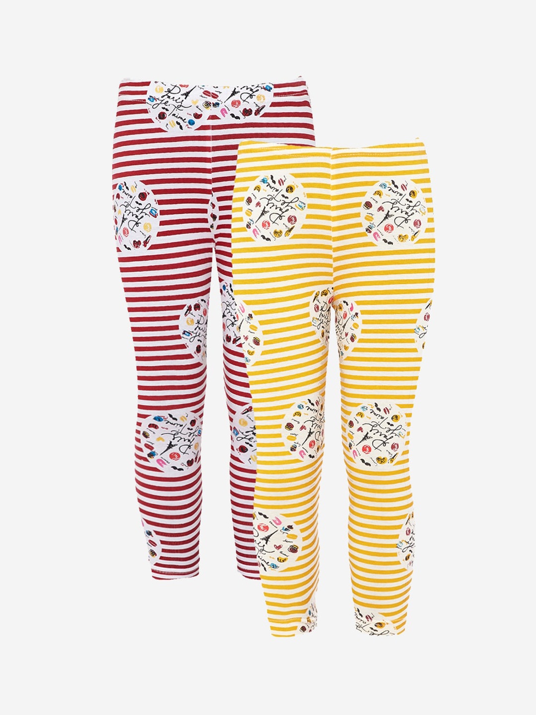 

Naughty Ninos Girls Pack Of 2 Printed Ankle-Length Leggings, Yellow
