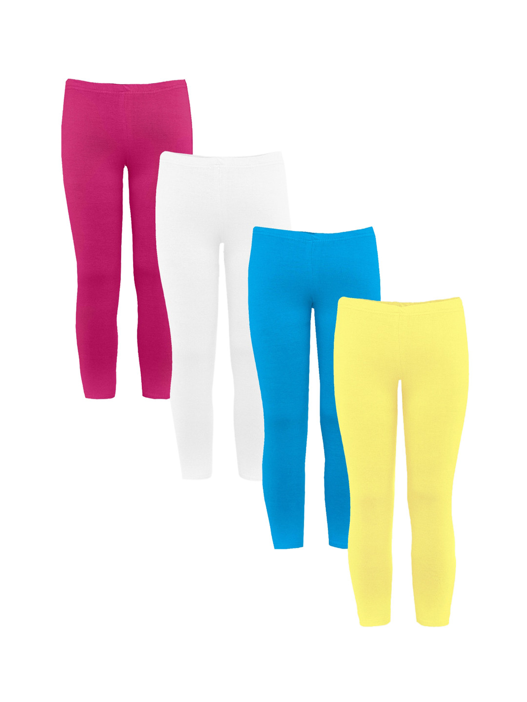 

Naughty Ninos Girls Multicoloured Pack Of 4 Solid Ankle-Length Leggings, Multi