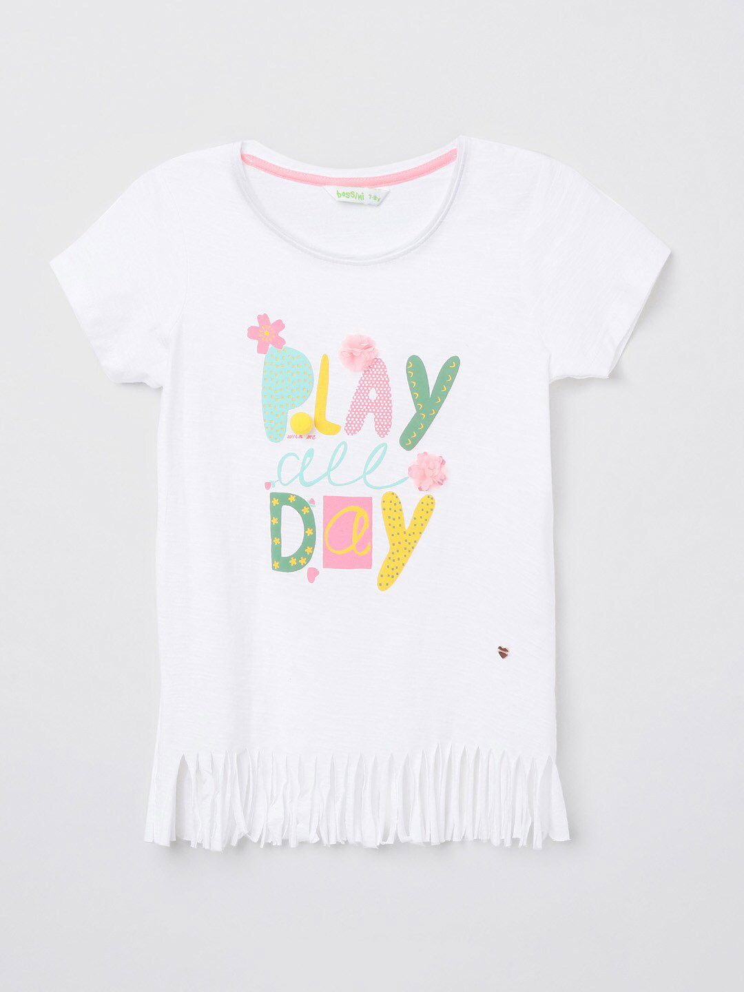 

Bossini White Print Fringed Top
