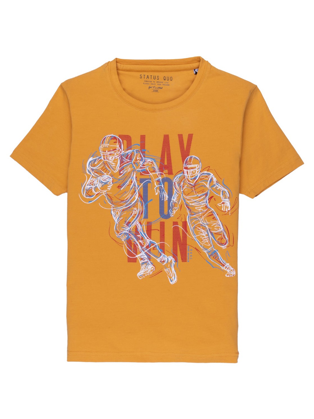 

Status Quo Boys Mustard Graphic Printed Cotton T-shirt