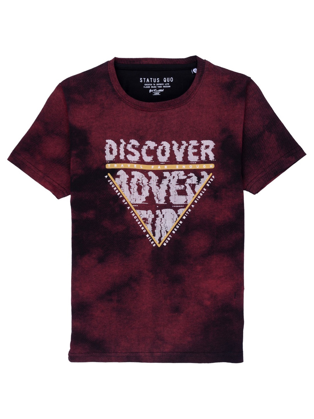 

Status Quo Boys Maroon Printed Applique Cotton T-shirt