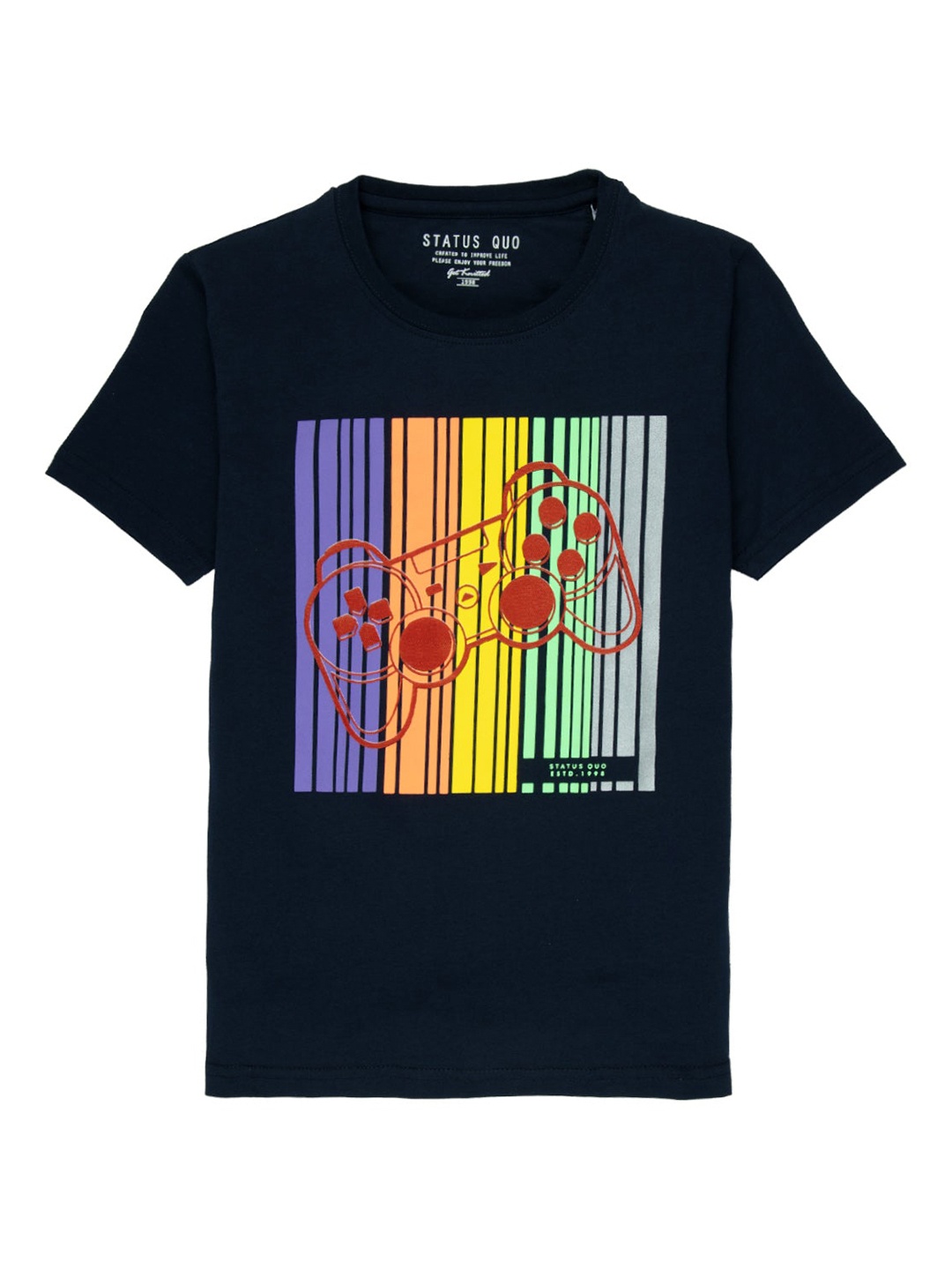 

Status Quo Boys Navy Blue Printed T-shirt
