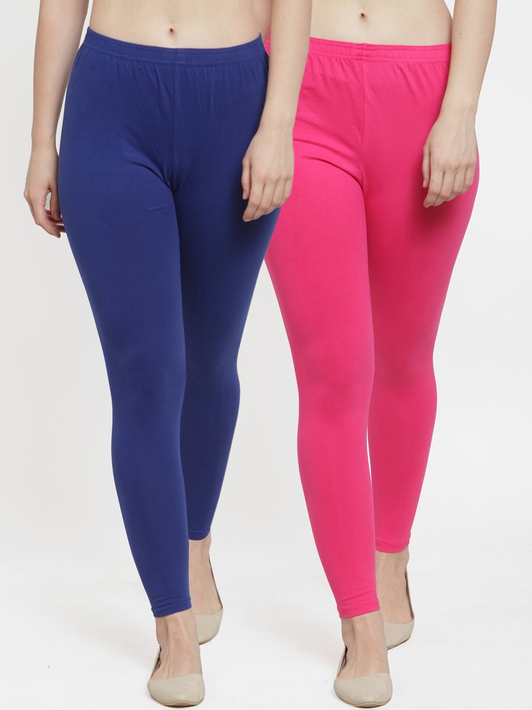 

GRACIT Women Pack Of 2 Solid Ankle-Length Leggings, Blue