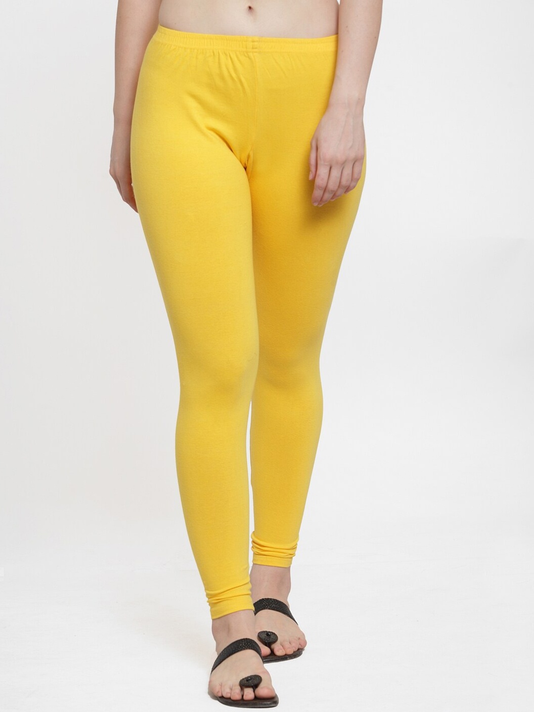 

GRACIT Women Yellow Solid Ankle-Length Cotton Lycra Leggings