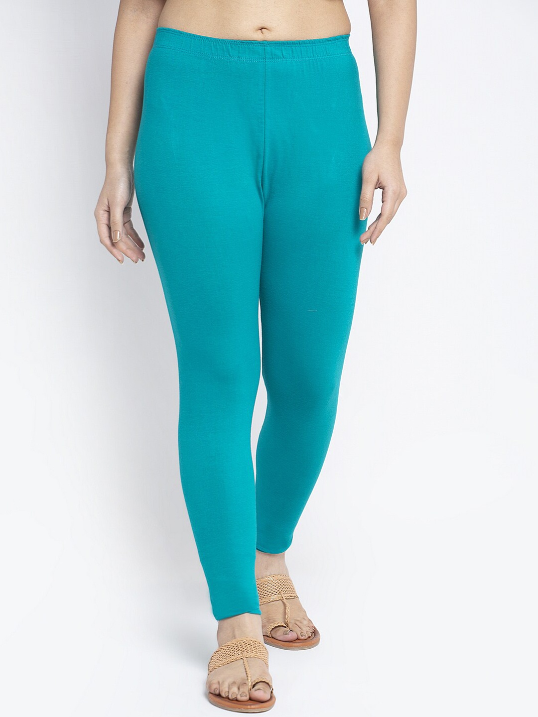 

GRACIT Women Turquoise Blue Solid Ankle-Length Leggings